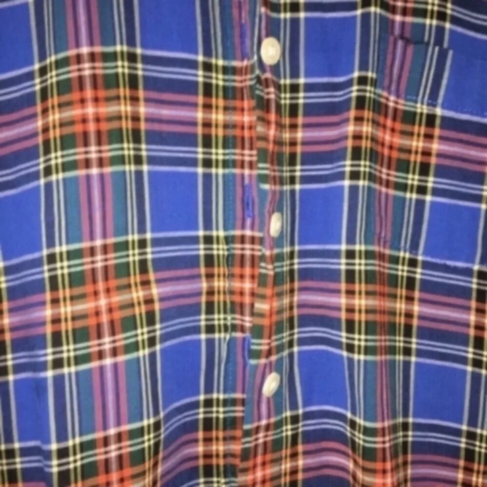 J.Crew Plaid Button Down Blue Red Tartan Cotton Collared Casual Preppy Layering